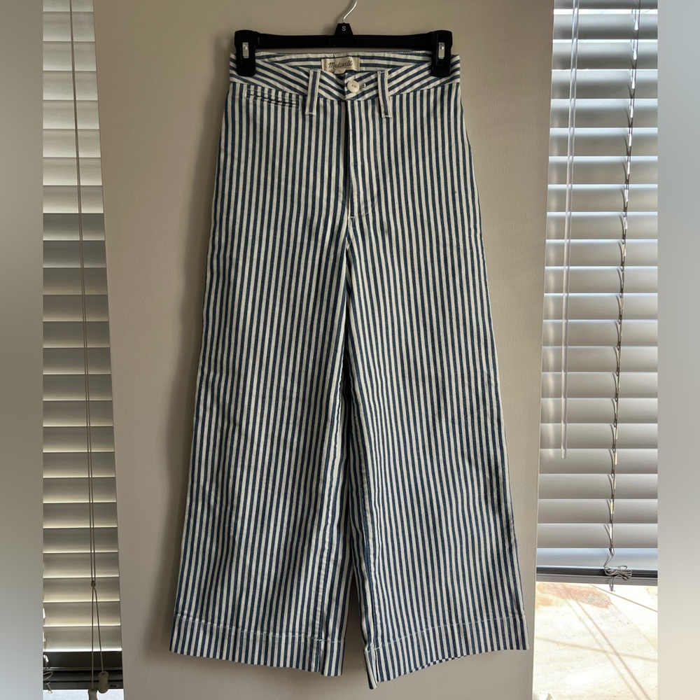 Madewell High Rise Blue and White Jeans